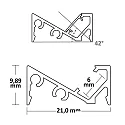 ISOLED LED surface mount profile FURNIT6 S for furniture mounting, 42° tilted, aluminium, 200cm, anodized aluminium