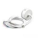 Deckenbaldachin rund, Ø 6cm, inkl. 2-poligem Stoffkabel 150cm, ohne Fassung, weiß / Kabel schwarz