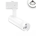 LED 3-Phasen Spot-Strahler, IP20, 8W, fokussierbar 20°-55°, CRi>90, kardanisch, schaltbar, 4000K 740lm, weiß matt