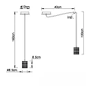 ISOLED pendant luminaire E27 SURFACE 5 flames, long, with canopy E27 IP20, black matt dimmable