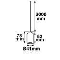 ISOLED Pendelabhängung, 1x E27 Fassung, mit offenem Kabelende, schwarz, Pendel 300cm