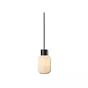 pendant luminaire INFINITY WHITE GLASS SMALL ribbed, with open cable, 2-pole E27 IP20, black dimmable