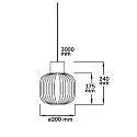 ISOLED pendant luminaire INFINITY WHITE GLASS ROUND ribbed, with open cable, 2-pole E27 IP20, black dimmable