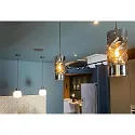 ISOLED pendant luminaire INFINITY SMOKY CURLED GLASS cylindrical, with open cable, 2-pole E27 IP20, black dimmable