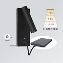ISOLED LED Leseleuchte, IP42, mit USB-A und USB-C Ladebuchse, 3W 3000K 165lm 30°, CRi >90, 3 Stufen dimmbar, verstellbar, schwarz