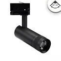 LED 3-Phasen Spot-Strahler, IP20, 8W, fokussierbar 20°-55°, CRi>90, kardanisch, dimmbar, 4000K 640lm, schwarz matt