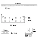 ISOLED LED T5/T8 Umrüst-Platine, IP20, 85cm, 136 LED, MiniAMP-Steckanschluss + Haltemagnete, 24V, 170 lm/W, ohne Cover, kürzbar