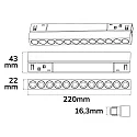 ISOLED LED Raster-Leuchte 22cm für NV-Schienensystem TRACK48, 48V DC, 12W 3000K 36°, CRI90, UGR<19, schwenkbar, schaltbar, schwarz