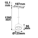 ISOLED LED Hängeleuchte CIRCLE für NV-Schienensystem TRACK48, 48V DC, 8W 3000K 520lm 45°, CRi >90, schaltbar, schwarz