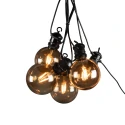 LED Partylichterkette GLOBE, 10-flammig, Basis-Set, 15W, 1850K, IP44, dimmbar, schwarz, Lichtfarbe bernstein
