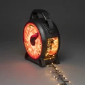 Konstsmide LED Lichterkette MICRO COMPACTLIGHTS, 400 LED, 6W, 2200K, 133lm, IP44, mit Kabelaufroller, schwarz/rot, Lichtfarbe bernstein