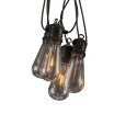 LED Partylichterkette GLOBE, 10-flammig, mit Water-Drop-Effekt, 3,6W, 2100K, IP44, schwarz/klar, Lichtfarbe bernstein