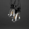Konstsmide LED Partylichterkette GLOBE, 10-flammig, mit Water-Drop-Effekt, 3,6W, 2100K, IP44, schwarz/klar, Lichtfarbe bernstein