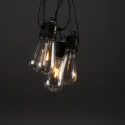 Konstsmide LED Partylichterkette GLOBE, 10-flammig, mit Water-Drop-Effekt, 3,6W, 2100K, IP44, schwarz/klar, Lichtfarbe bernstein