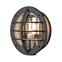 Wandleuchte ODEN, mit integrierter Steckdose, E27 max. 60W, Acrylglas klar / Schwarz, Aluminium