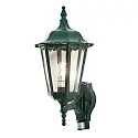 Außen-Wandleuchte FIRENZE mit Bewegungsmelder, E27 max. 100W, Grün, Aluminium / Klarglas
