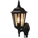 Außen-Wandleuchte FIRENZE mit Bewegungsmelder, E27 max. 100W, Schwarz, Aluminium / Klarglas