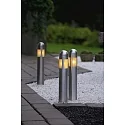 Konstsmide 3er-Set Erdpieß-Stableuchte AMALFI, Höhe 35cm, 12V, 3x G4 max. 15W, Edelstahl 304 / Kunststoff / Acrylglas
