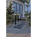 Konstsmide 3er-Set Erdpieß-Stableuchte AMALFI, Höhe 75cm, 12V, 3x G4 max. 15W, Schwarz, Kunststoff / Acrylglas