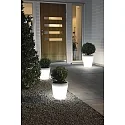 Konstsmide LED beleuchteter Pflanzentopf ASSISI, IP44, 12V, 2.4W 3000K 30lm, mit 600cm Kabel, Kunststoff, weiß, Ø 28cm / H 28cm