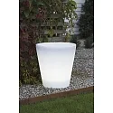 LED beleuchteter Pflanzentopf ASSISI, IP44, 12V, 2.4W 3000K 30lm, mit 600cm Kabel, Kunststoff, weiß, Ø 37cm / H 40cm