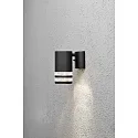 Außen-Wandstrahler MODENA DOWN, mit Öffnung für seitlichen Lichtanteil, GU10 max. 35W, Schwarz, Aluminium / Acrylglas klar