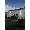 Konstsmide Außen-Wandleuchte MODENA ROUND, mit doppeltem Lichtkegel, 2x GU10 max. 7W, Schwarz, Aluminium / Acrylglas opal