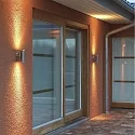 Außen-Wandleuchte MODENA, mit doppeltem Lichtkegel, 2x GU10 max. 35W, Edelstahl 304 / Klarglas