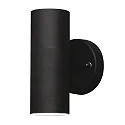 Außen-Wandleuchte MODENA, mit doppeltem Lichtkegel, 2x GU10 max. 35W, Schwarz, Aluminium / Klarglas