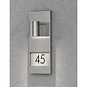 Outdoor wall luminaire MODENA, with house numbers, GU10 max. 35W, stainless steel 304 / clear glass