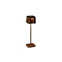 Konstsmide Outdoor LED accu table lamp NICE, IP54, 2.5W 2700/3000K 120lm, dimmable, rusty