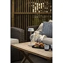 Konstsmide battery table lamp MENTON USB IP54, grey, lacquered dimmable