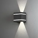 LED Außen-Wandleuchte CREMONA, mit 2 Effektstreifen + Lichtstrahl, 3W 3000K 360lm, Anthrazit, Alu / Klarglas / Frost-Acrylglas 