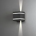 Konstsmide LED Außen-Wandleuchte CREMONA, mit 2 Effektstreifen + Lichtstrahl, 3W 3000K 360lm, Anthrazit, Alu / Klarglas / Frost-Acrylglas 