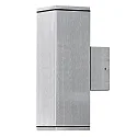 Außen-Wandleuchte MONZA, mit doppeltem Lichtkegel, 2xGU10, IP44, aluminium eloxiert / Klarglas