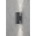 Außen-Wandleuchte MONZA, mit doppeltem Lichtkegel, 2xGU10, IP44, anthrazit, Aluminium Klarglas