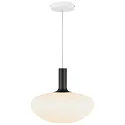 Nordlux Pendelleuchte ALTON 35, Schirm Ø 35cm / H 30cm, E27, mundgeblasenes Glas, Opalglas / messing + schwarz