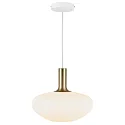 Nordlux Pendelleuchte ALTON 35, Schirm Ø 35cm / H 30cm, E27, mundgeblasenes Glas, Opalglas / messing + schwarz