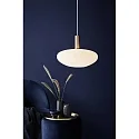 Nordlux Pendelleuchte ALTON 35, Schirm Ø 35cm / H 30cm, E27, mundgeblasenes Glas, Opalglas / messing + schwarz