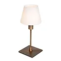 Steinhauer Tischleuchte ANCILLA, 33cm, mit kurzem Schirm, E14, mit Touch-Dimmer, bronze gebürstet / Opalglas weiß