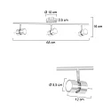 Steinhauer spotlight bar NATASJA 3 flames, long, Dim-To-Warm, adjustable GU10 IP20, steel brushed dimmable