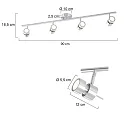 Steinhauer Aufbau-Strahlerleiste NATASJA, 4-flammig, inkl. 4x GU10 LED 7W 2200-2700K 480lm (D2W), dreh- und neigbar, stahl gebürstet
