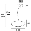 LEDS C4 LED Einbau-Pendelleuchte PLAT RECESSED, IP20, 10.5W 2700/3000/4000K (CCT Switch), CRi 92, DALI steuerbar, schwarz / rauchgrau