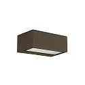 Außenwandleuchte NEMESIS , IP54 IK04,Up/Down, 9 x 22cm, E27 max. 15W, Aluminium / Mattglas + Diffusor, braun