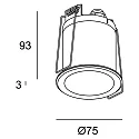 LEDS C4 Outdoor LED Einbauleuchte EKO DOWNLIGHT, IP66 IK07, 6.1W 3000K 369lm 24°, UGR <10, mit Clipfedern, starr, dimmbar, schwarz