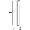 LEDS C4 LED Pollerleuchte EKO BOLLARD STANDARD, IP66 IK07, 80cm, Down, gerade, 6.1W 3000K 369lm 24°, starr, dimmbar, schwarz