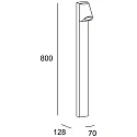 LEDS C4 LED Pollerleuchte EKO BOLLARD INCLINED, IP66 IK07, 80cm, Down, geneigt, 6.1W 3000K 369lm 24°, starr, dimmbar, schwarz