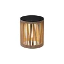 Battery lamp PINGI 36,5cm round IP44, black, taupe dimmable
