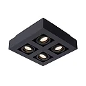 spot XIRAX LED 4 flames, square GU10 IP20, black dimmable