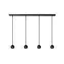 pendant luminaire FAVORI down, 4 flames, long, ball shaped GU10 IP20, black matt dimmable
